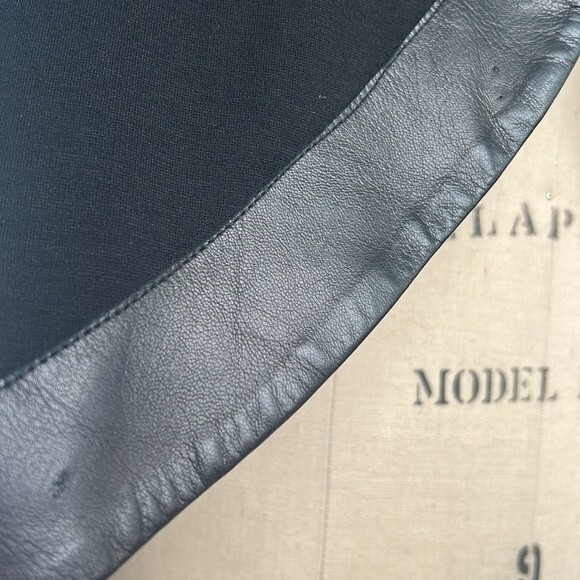 People Like Frank Anthropologie Edgy Black Leather Trim Waterfall Open Vest Sz 6 - Picture 4 of 8